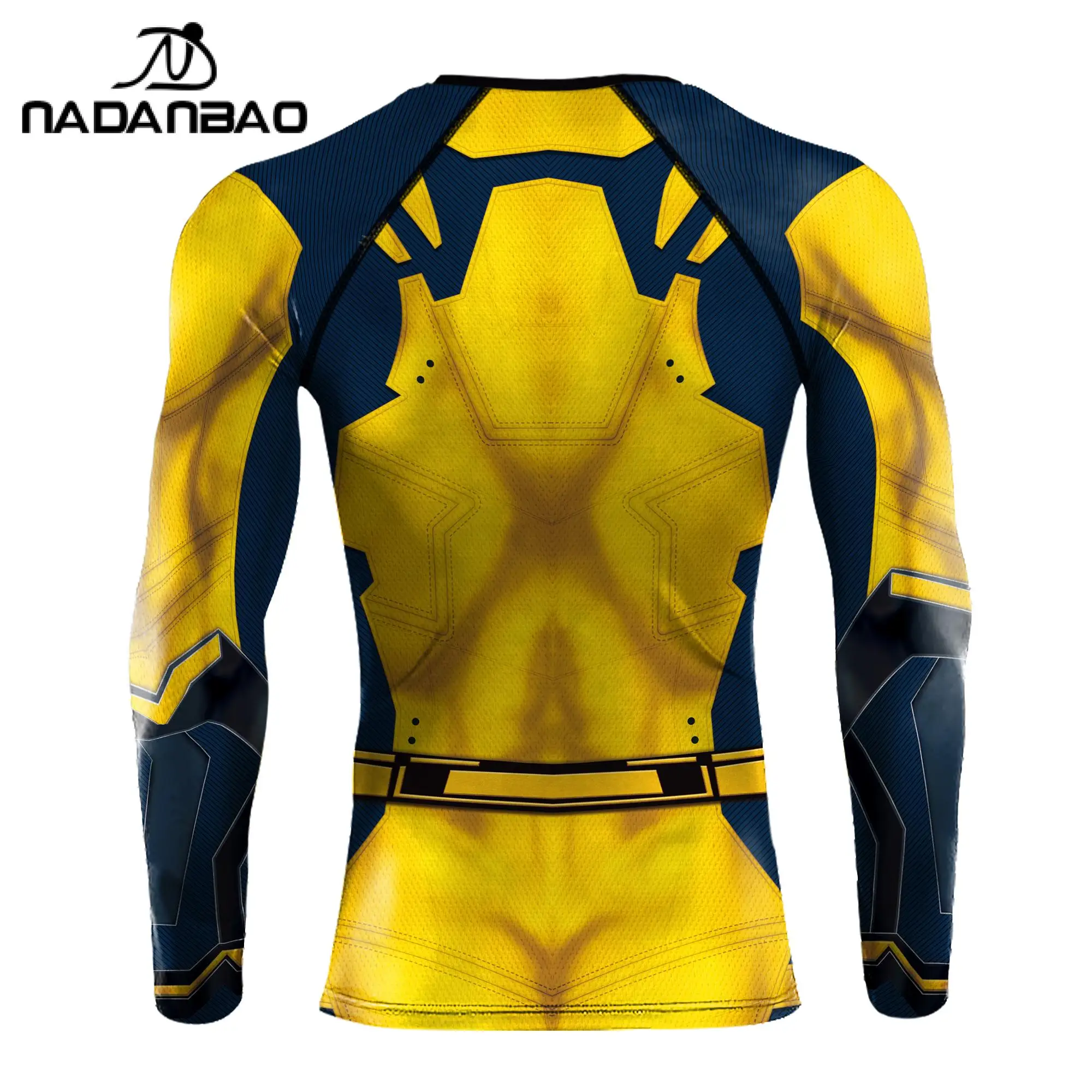 NADANBAO Anime Deadpool 3D Printed Compression Shirts for Men Rash Guards Gym Surfing Long Sleeve Workout Strech Fitness Tops