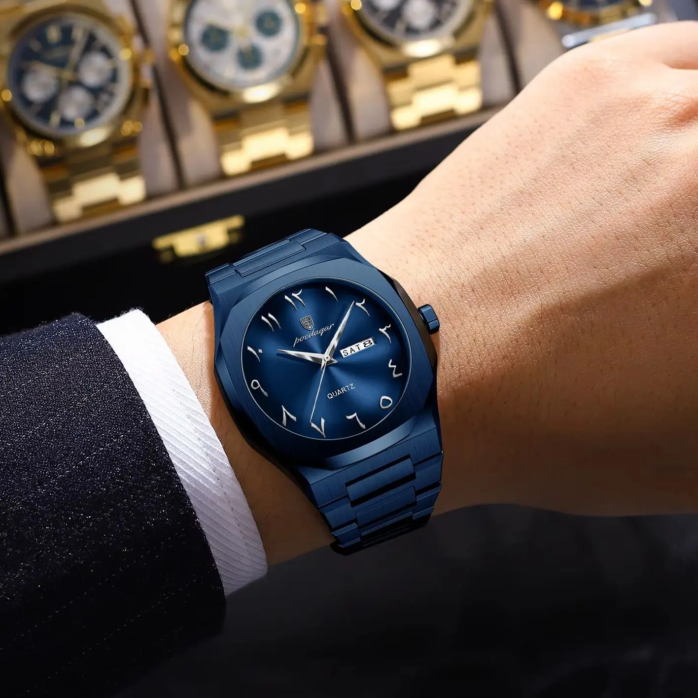 POEDAGAR Luxury Fashion Men's Clock Waterproof Week Date Male Watch Quartz Stainless Steel Business Watches For Man Reloj Hombre image 6