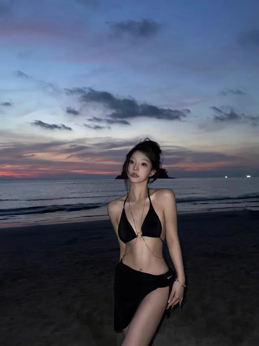 

Сексуальный женский купальник-бикини Bla Chain, комплект из двух частей, для термальных источников, раздельный дизайн, нейлон, полиэстер