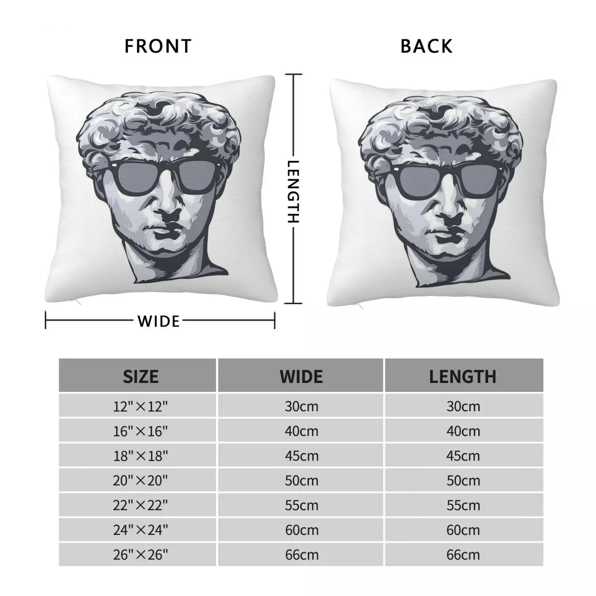 Cool David Statue Michelangelo Square Pillowcase Polyester Linen Velvet Pattern Zip Decor Throw Pillow Case Room Cushion Cover