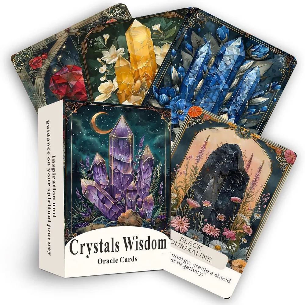 

Crystal Wisdom Oracle Cards Set, 44 Card Deck,13x9.9cm, Enhance Creativity & Insight, Perfect Gift for Spiritual Growth