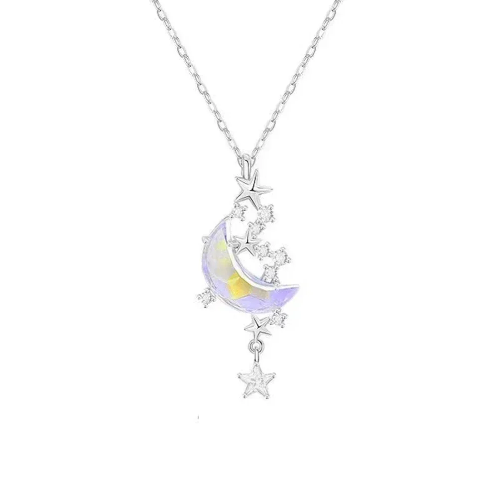 SUMENG 2024 New Korea Moon Star Chokers Necklace Colorful Glazed Stone Pendant Necklaces for Women Fashion Jewelry Gifts