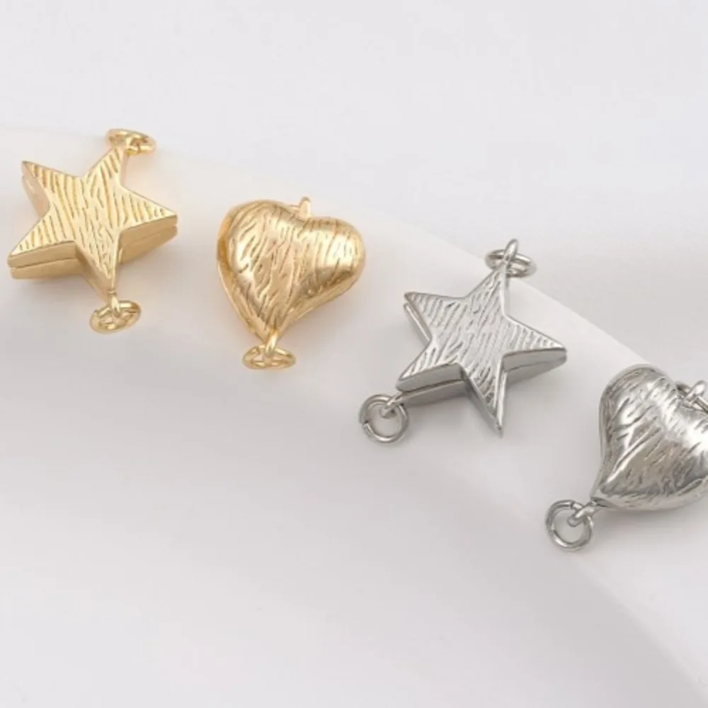 

Magnetic Buckle Copper Clasps & Hooks 14K Gold Color Pentagram Love Shaped Magnet Buckle Handmade DIY Bracelet Finish Accessorie
