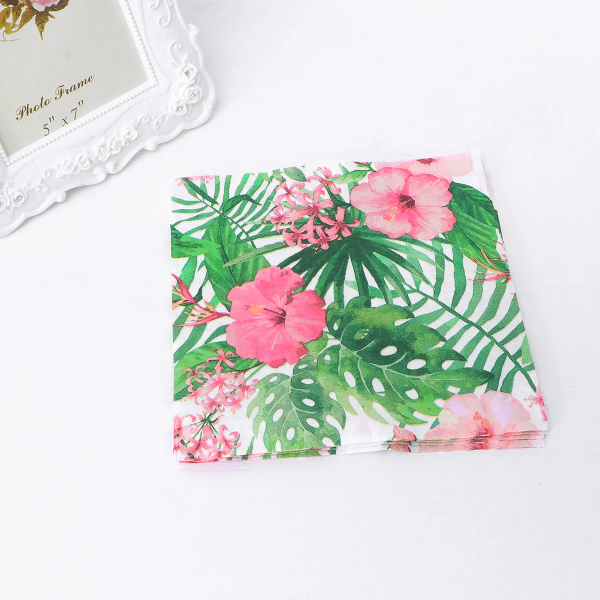 20PCS Hawaii Disposable Party Supplies Decorative Monstera Flower Napkins Paper Party Napkins for Summer Carnival