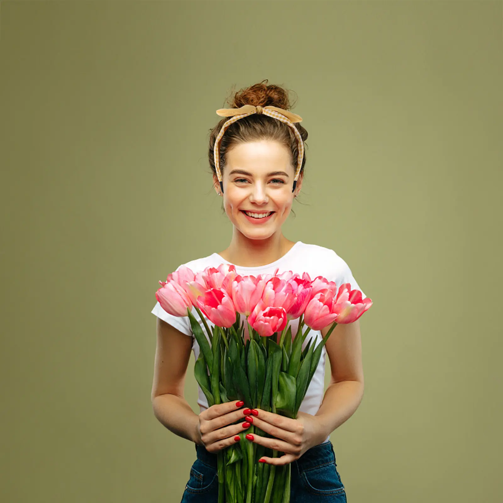 

4Pcs Ladies Headbands Wide Bow Hairbands Plaid Fashion Hair Bands for Women Party Wedding Everyday Stylish Hairbands