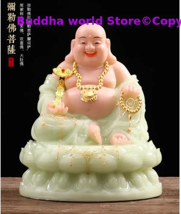 2025 Asia HOME SHOP 5A jade grade Buddha statue Bring good luck money God of wealth Recruit wealth Maitreya Mammon buddha statue