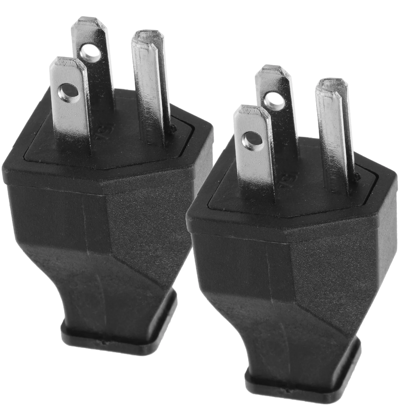 

2 Pcs Plug Replacement 3 Prong Straight Blade Angle Male Extension Cord