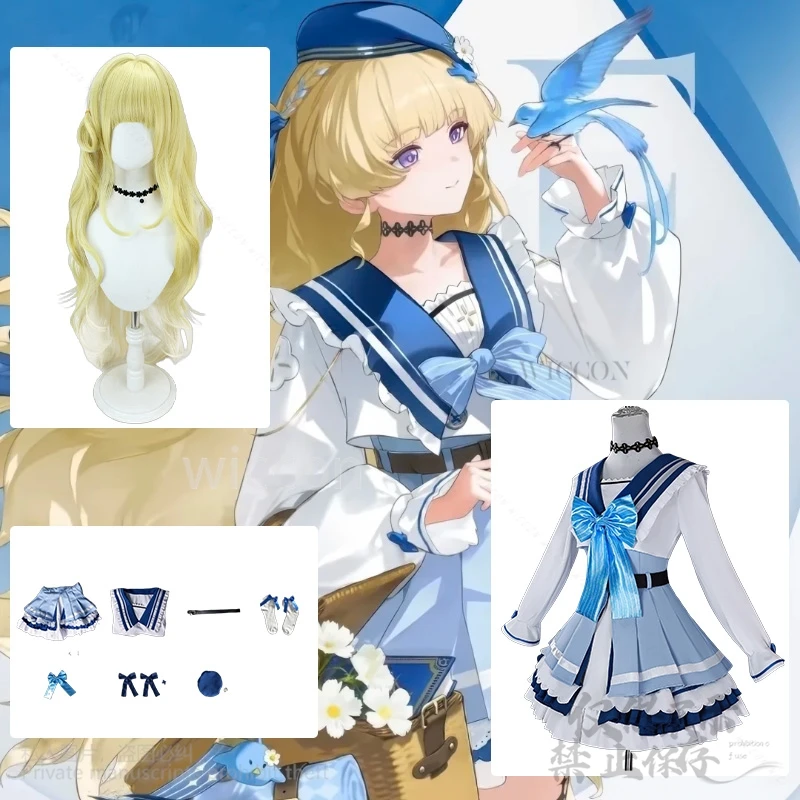 Phoebe nuevo disfraz Cosplay Anime juego Wuthering Waves vestido azul Jirai Kei niñas dulce Lolita lindo uniforme Halloween personalizado