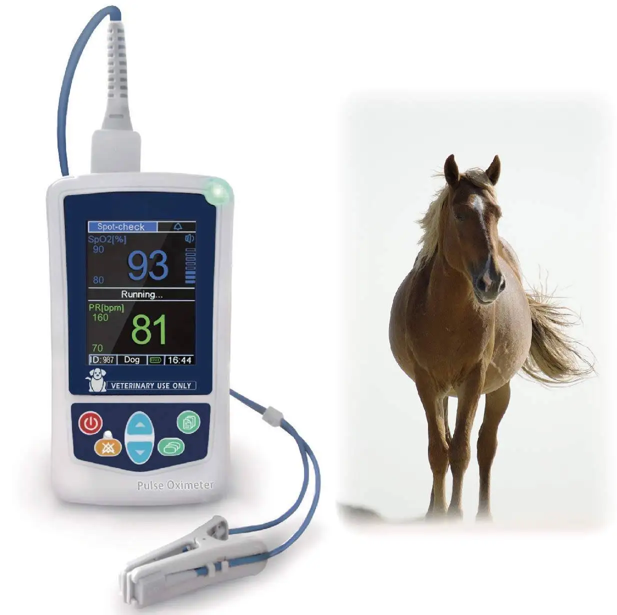 

2.8" Veterinary/Vet Pulse Oximeter with Y-Clips Ear/Tongue Probe for SPO2, Rate, RESP of Dogs Cats Horses