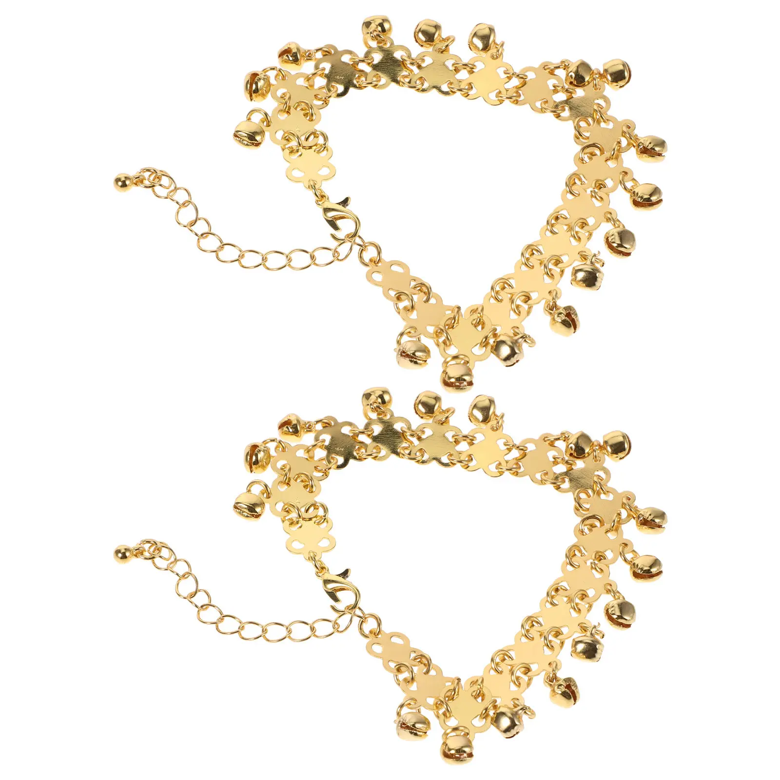 

2 Pcs Jingle Bell Anklet Chain Bracelet Adjustable Barefoot Chain Tassel Beaded Ankle Jewelry Women Belly Dance Sandals Chain