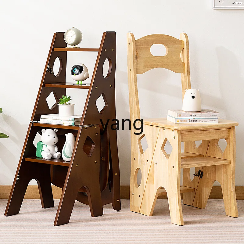 Lmm solid wood ladder chair household ladder chair folding dual-purpose ladder stool indoor climbing pedal