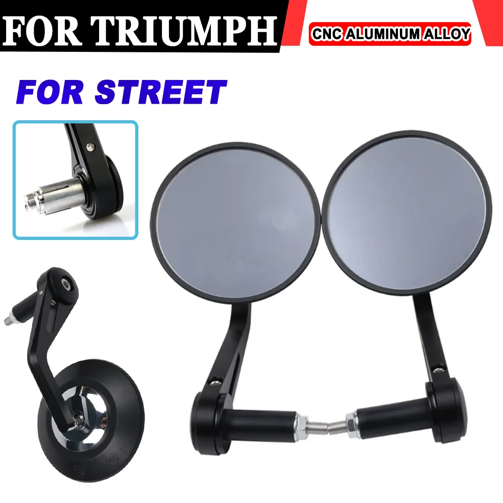

Motorcycle Accessories Retro Rearview Mirrors HandleBar End Side Rear View Mirror For TRIUMPH BONNEVILLE T100 T120 STREET TWIN