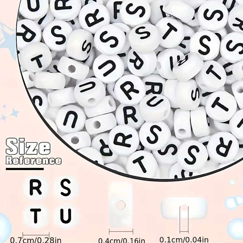 Perline con lettere 26 AZ per la creazione di gioielli, perline rotonde Vowel adatte per bracciali, collane, artigianato, perline per la creazione di gioielli