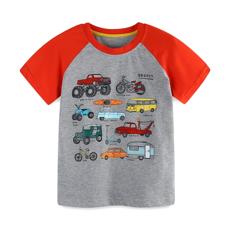 

Jumping Meters 2-7T Cars Boys Girls T Shirts For Summer Baby Cotton Clothing Short Sleeve Kids Tees Tops Kids Shirts Clothing