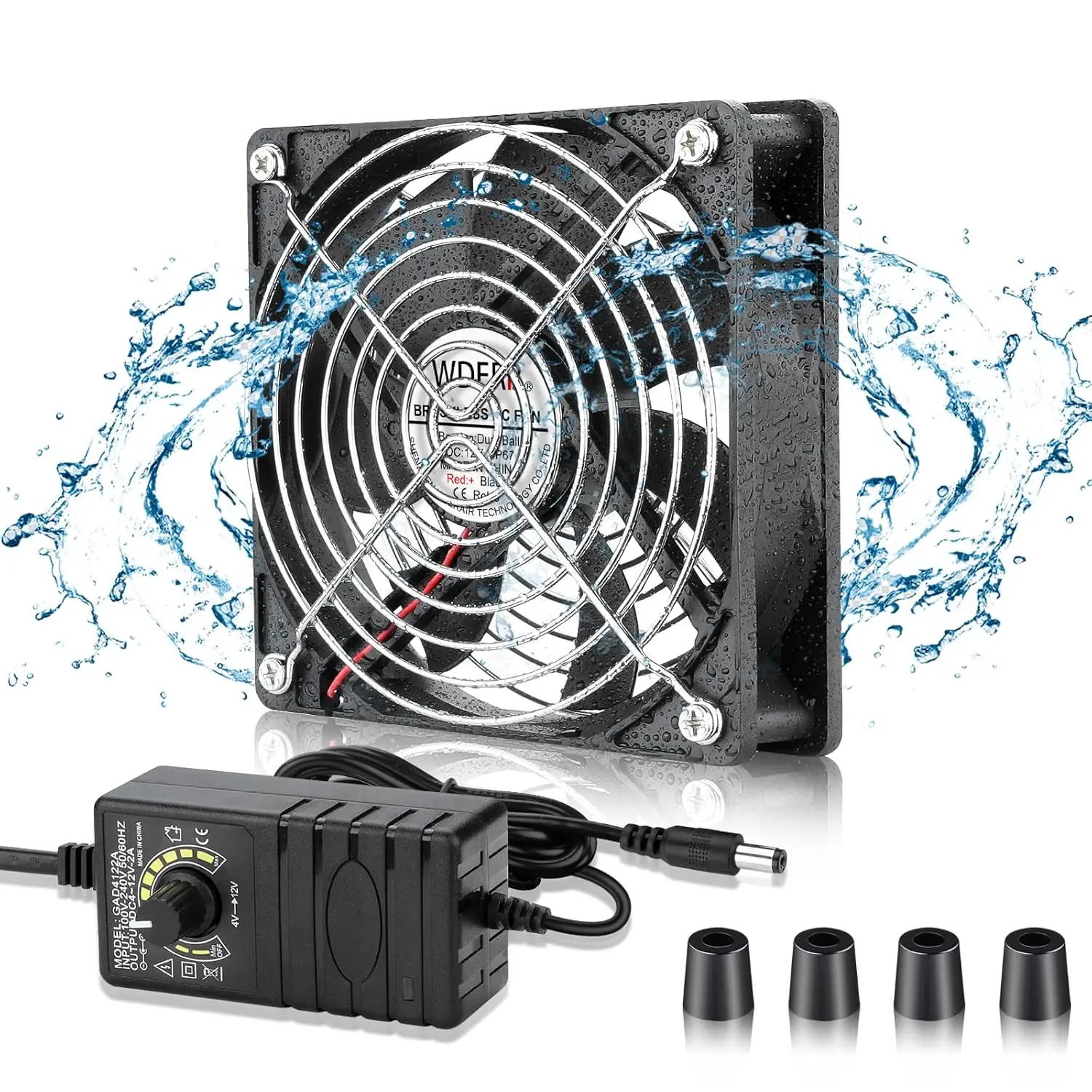 Ventilador de refrigeración de ordenador IP67 pequeño de 120mm X 25mm con controlador de velocidad AC 110V 120V 220V 240V para cultivo de setas de terrario Biltong Box