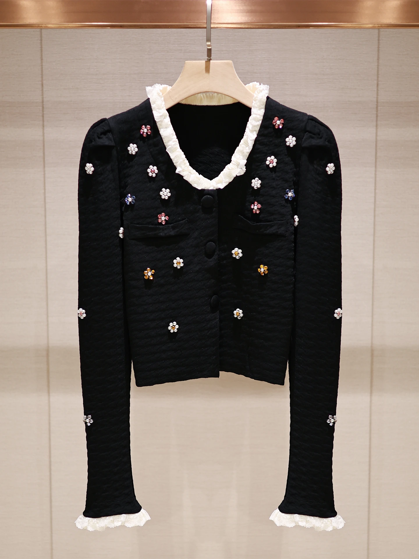 

Ele Simple Bla V-Ne Вязаный кардиган Luxury Embellied Casual Commute Sle Long Sve Women's Faion Осень 2025 г.