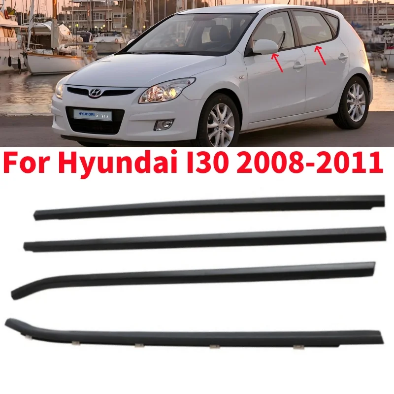 4pcs Car Outside Windows Rubber Waterproof Pressure Weatherstrip Sealing Trim for Hyundai I30 2008-2011 822102L000