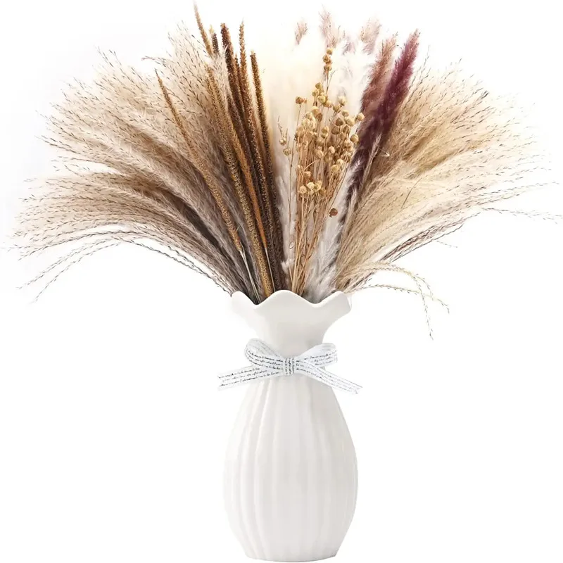 

90Pcs Dried Pampas Grass Decor Flowers Bouquet Pompass Grass Branches/ Pompous Grass for Flower Arrangements Wedding Home Decor