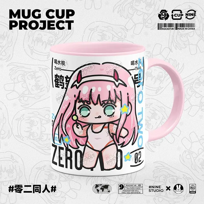 

Anime DARLING in the FRANXX Cosplay Zero Two 02 Merch Cup Cute Ceramic Print Coffee Milk Tea Juice Mug Gift Kawaii