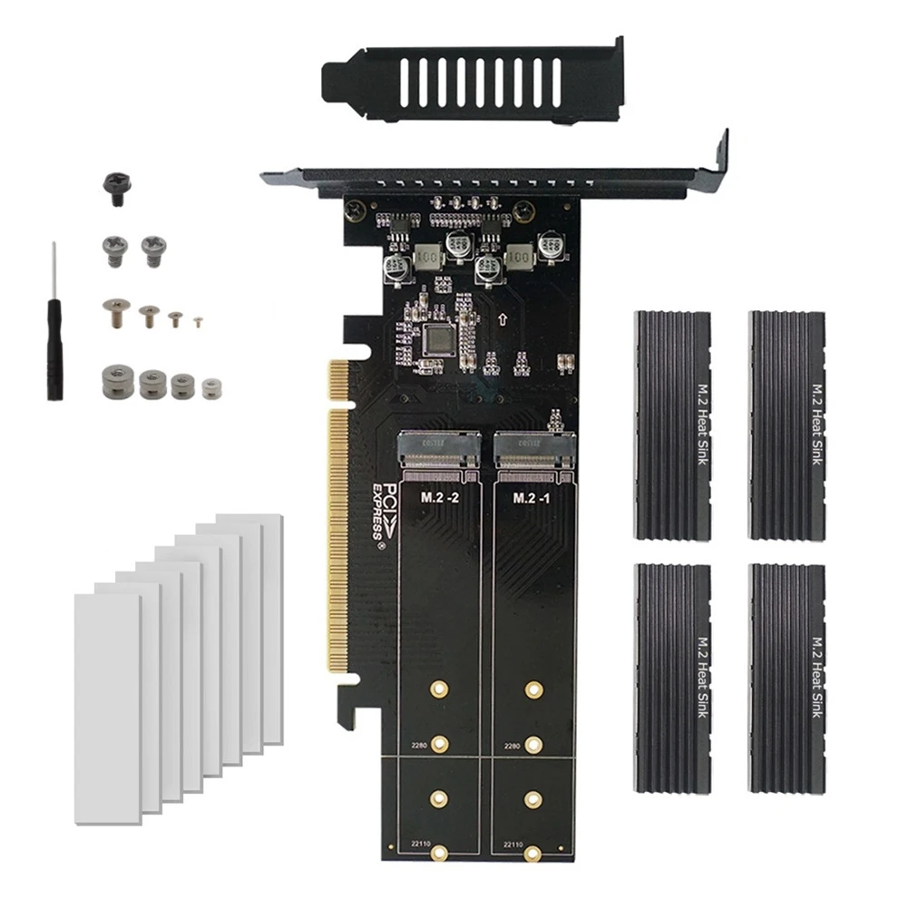 

New PCIe To M2 Adapter Card PCIe X16 4 Port M2 NVME M Key SSD Converter M.2 PCI Express X16 Adapter VROC Expansion Card