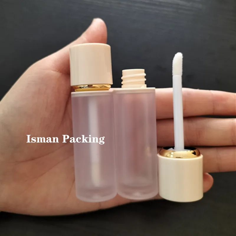 50Pcs high quality empty white top frosted lipgloss packaging bottle lip gloss container wand tubes with brush 4ml