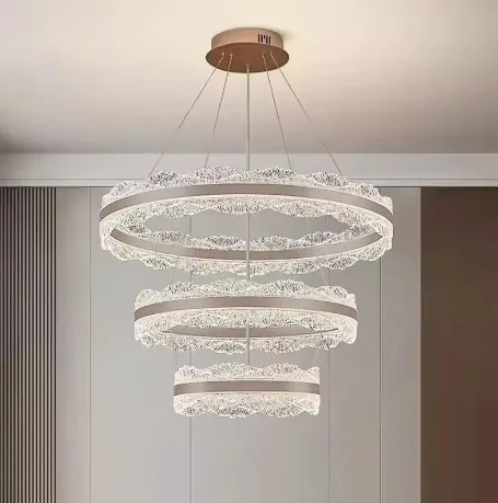 LED Luxury Pendant Light Living Dining Room Bedroom Modern Upscale Acrylic Texture Suspension Lamp Home Decoration