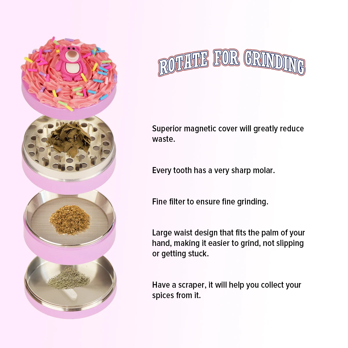 2.75inches Spice Grinder, Cartoon Strawberry Cake Spice Grinder,Creative Grinder, Metal Grinder For Kitchen, Spice Grinders