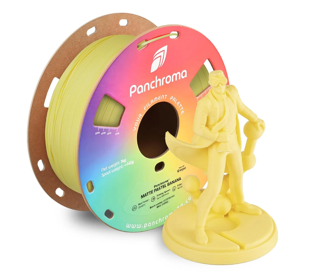 

Полимерная нить Polymaker Panchroma Matte PLA, цвет пастельный банан, 1,75 мм, 1 кг, для 3D-печати, совместима с большинством FDM 3D-принтеров