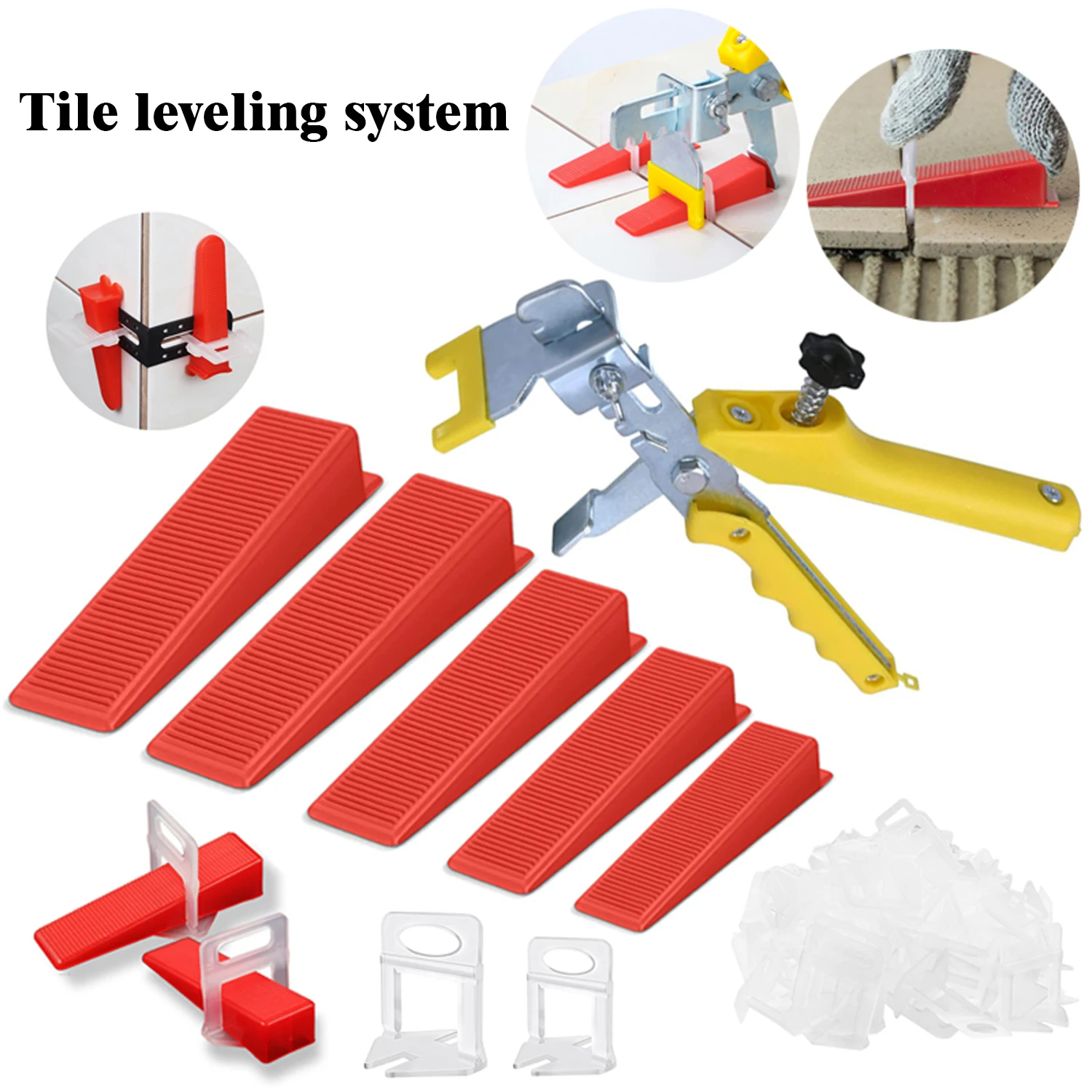 50-200pc Wall Floor Tile Leveling System Clips Ceramic Leveler Spacer Plier Wadge Kit for Tile Laying Construction Building Tool