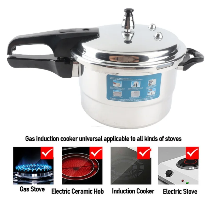 Pressure Cooker 4L Aluminum Alloy Explosion Proof Fast Cooking Canning Cooker Pot With Steam Rack For Gas Electric Ceramic And