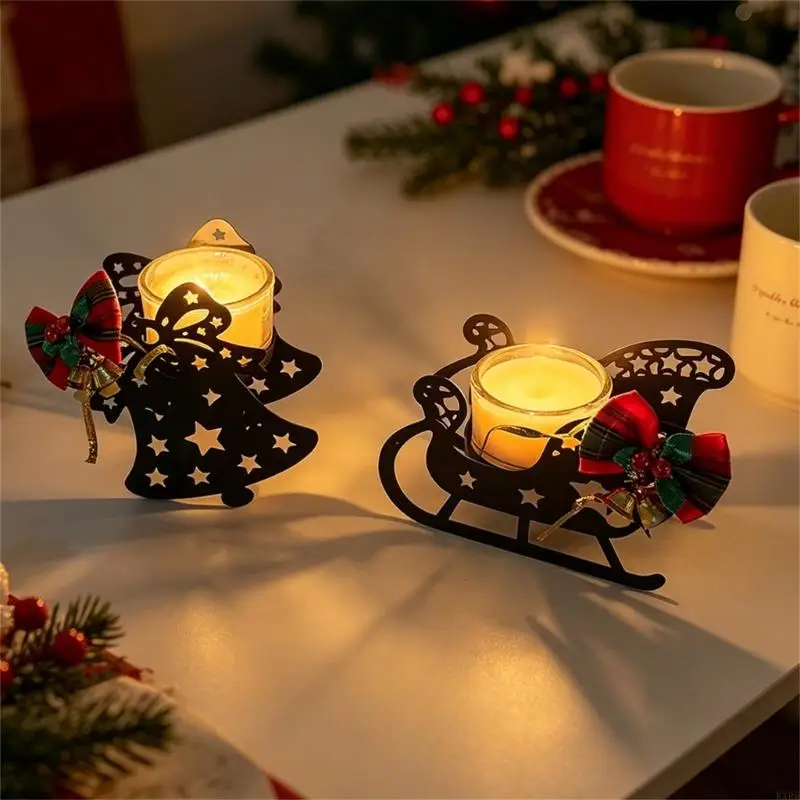 Christmas Reindeers Tealight Holders Standing/Sitting Deer Figurines Candlestick Holders for Holiday Tabletops and KXRE