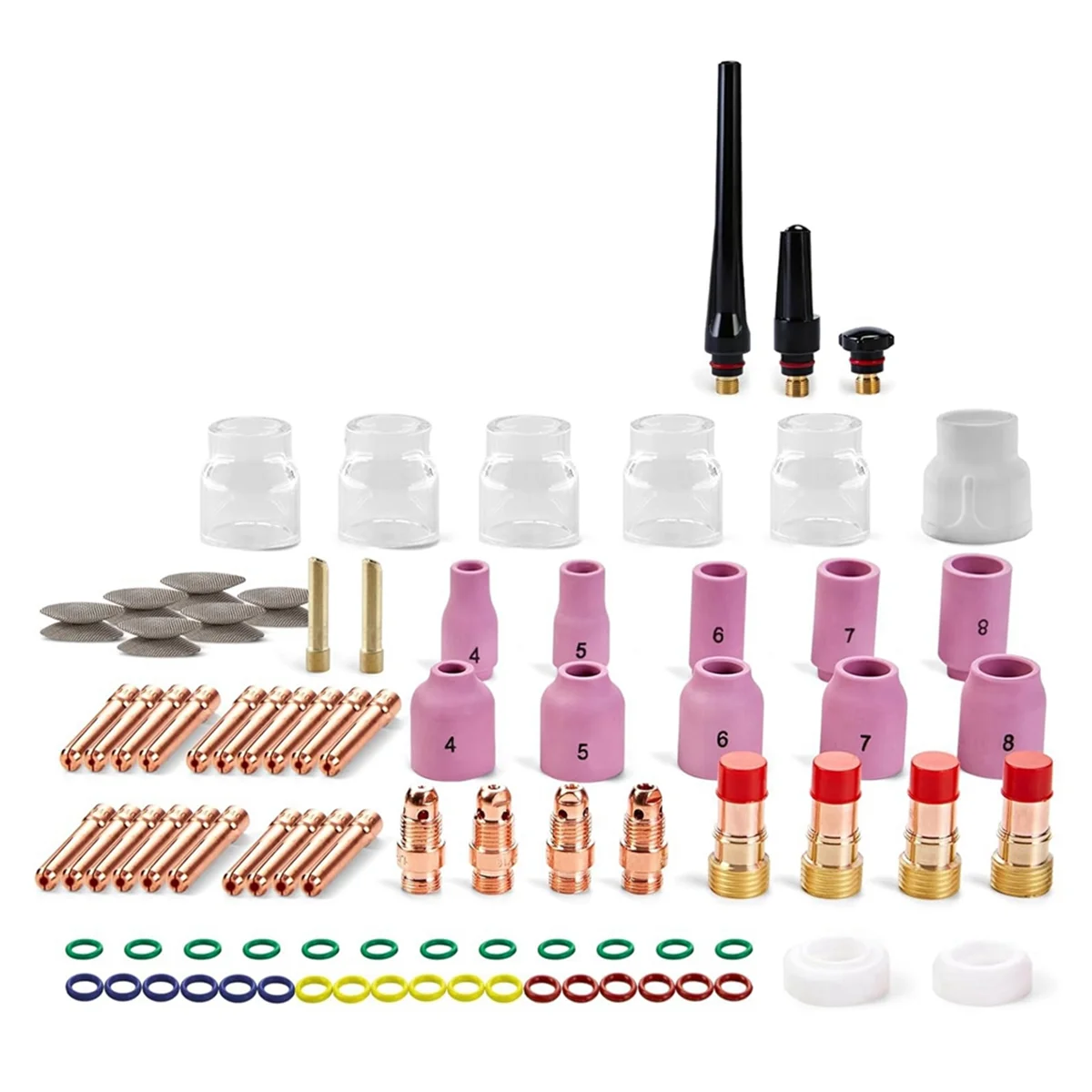 87PCS TIG Welding Torch Accessories Kit Stubby Gas Lens 12 Glass Cup Kit for WP-17/18/26