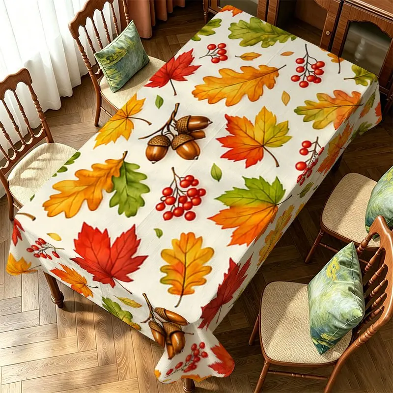 Autumn Harvest Rectangular Table Cloth for Home Dinner Decor Reusable Tablecloth for Thanksgiving Wedding Party Tables Decor