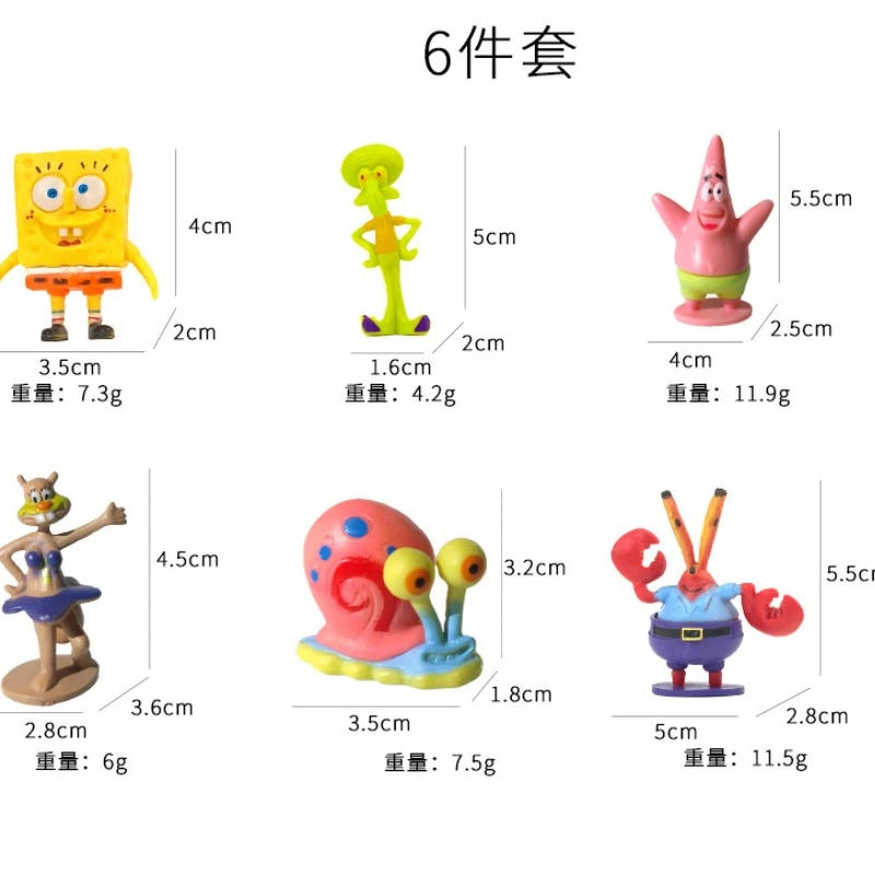 6/8 Stuks Spongebob Figuren Aquarium Ornamenten Schattige Desktop Speelgoed Model Patrick Star Cake Toppers Accessoires Aquarium Decoratie