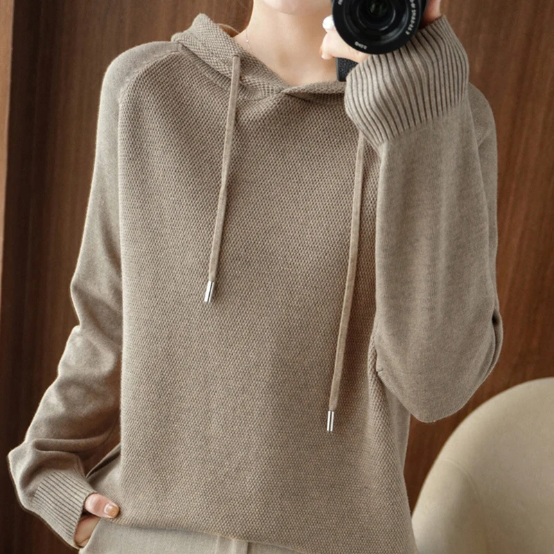 Casual Kit Sweaters for Women soft loose winter long-sleeved hooty Daily look KN1939