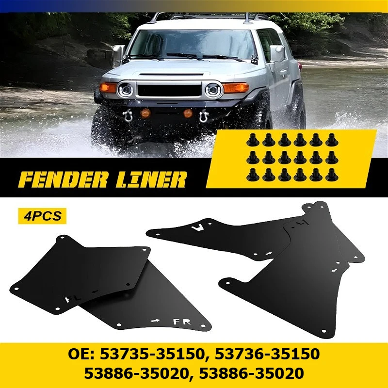 Splash Guard Fender Liner Shields with Clips For 03-20 Toyota 4 Runner 07-14 FJ Cruiser 10-18Lexus GX460 53735-35150,53886-35020
