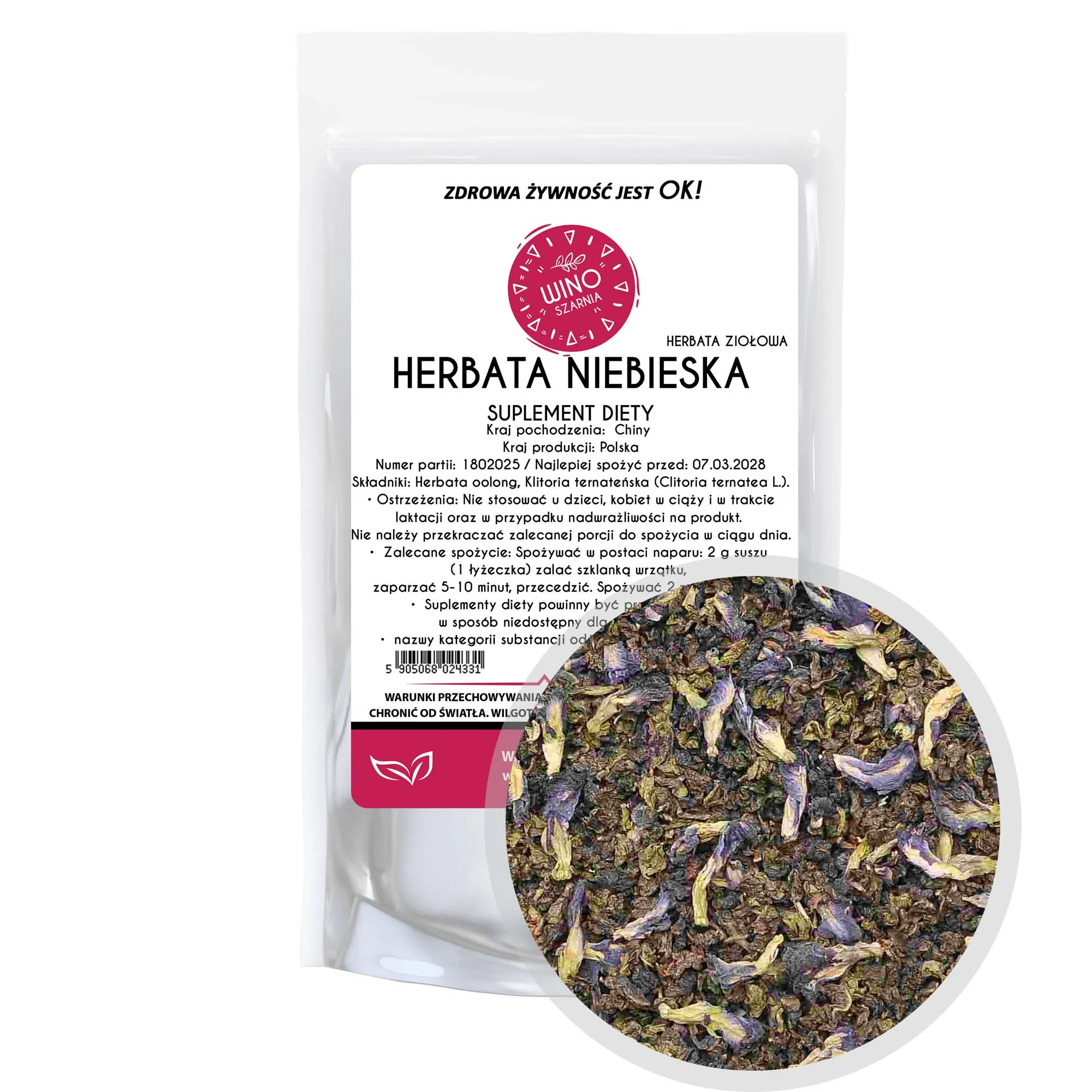 Herbata Oolong Niebieska z Kwiatem Klitorii Butterfly Pea 50g