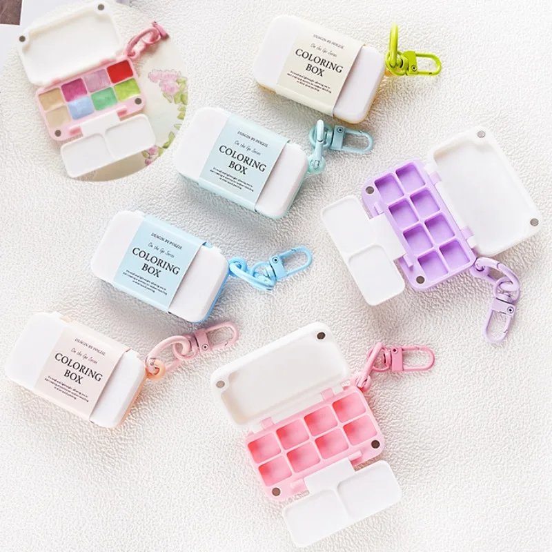 8-color Mini Macaron Series Pigment Empty Box Art Sketching Pigment Palette Cases Watercolor Sub-package Portable Painting Tools