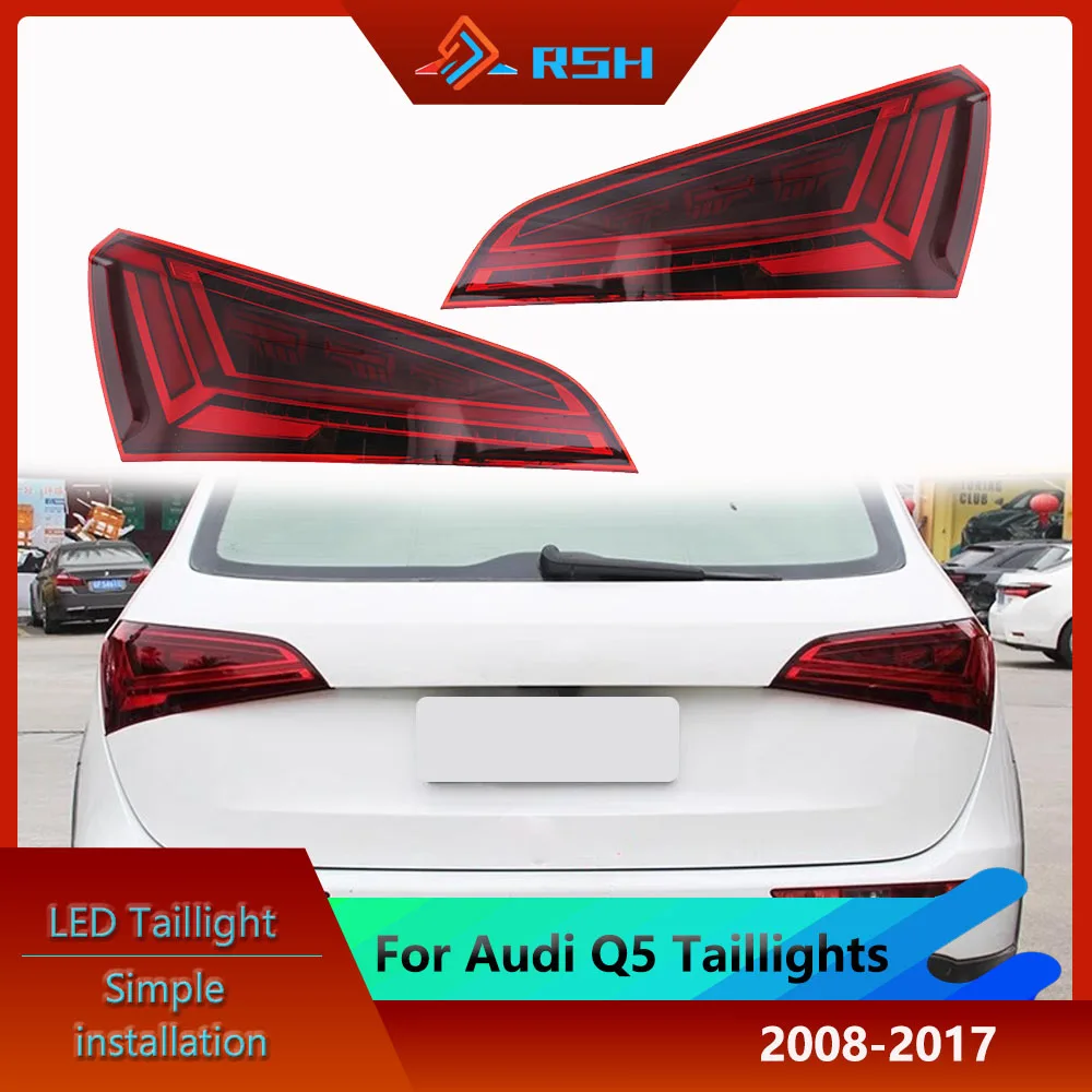 Car Taillight Assembly For Audi Q5 2008-2017 Modified To New Model LED Water Steering Light Guide Driving Light Plug And Play