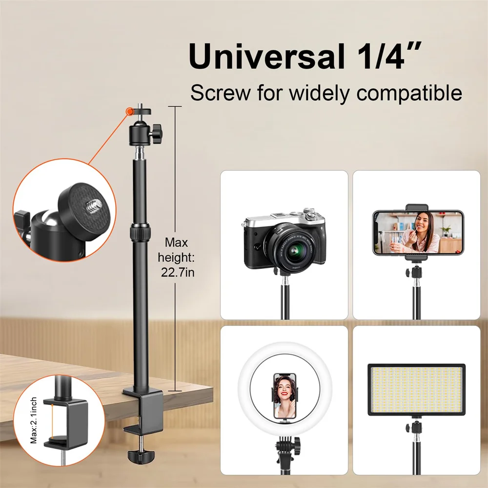 Anillo de luz LED de 10/12 pulgadas para Selfie, soporte para teléfono con abrazadera en C, luz de fotografía para YouTube, transmisión en vivo, videoconferencia