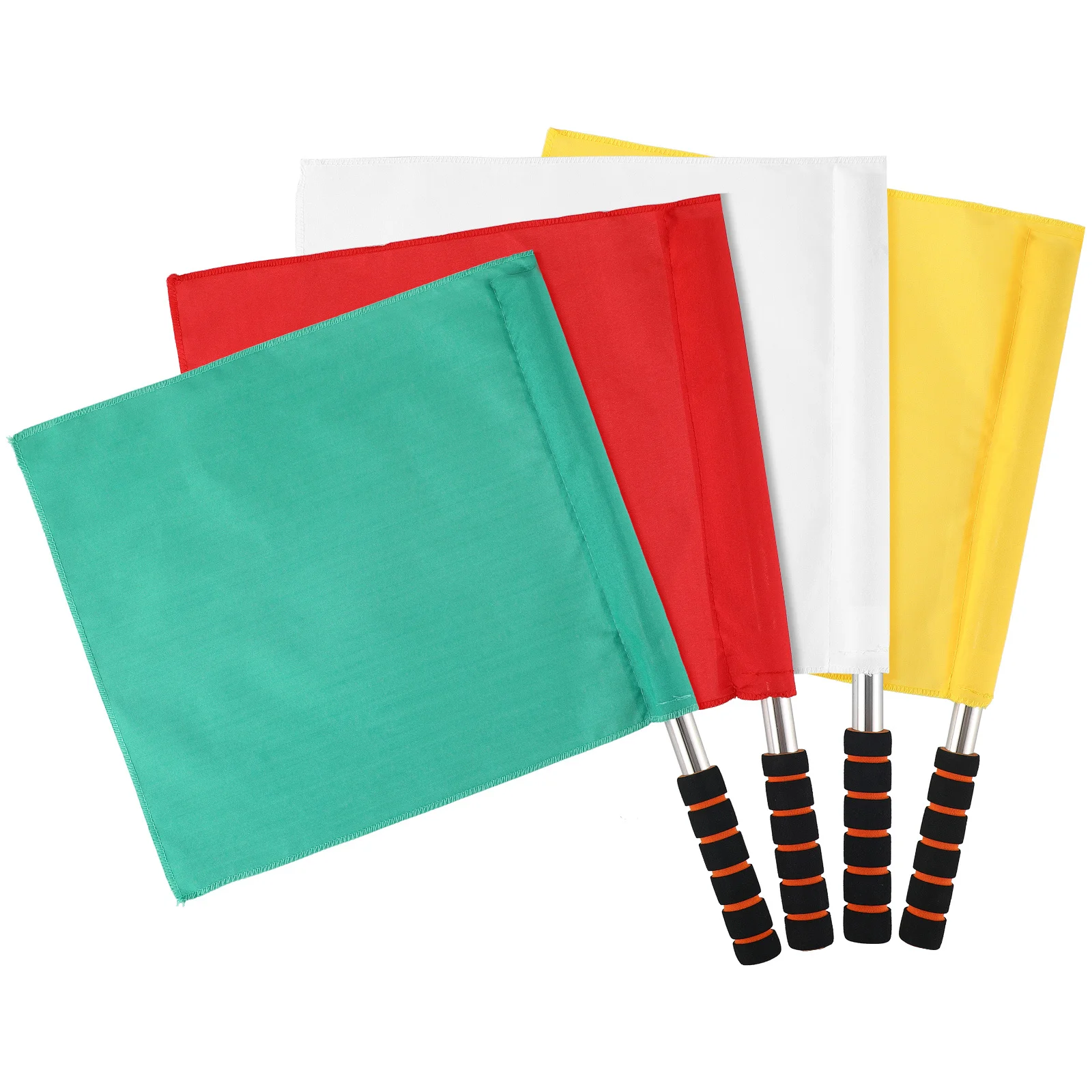 4pcs Referee Flags Stainless Steel Pole Hand Signal Equipment For Soccer Volleyball Rugby Linesman Competition