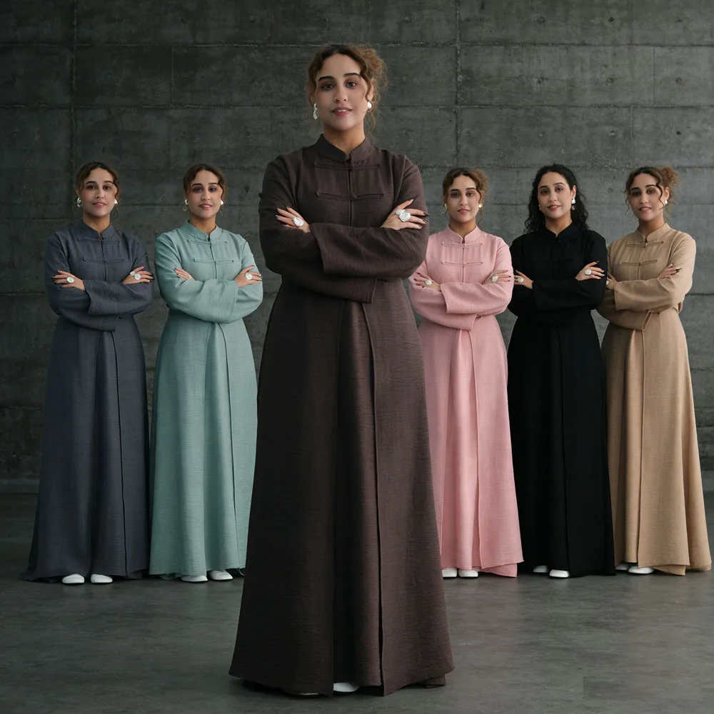 طقم عباية عربية متواضعة مكونة من قطعتين للنساء المسلمات سترة دبي ملابس داخلية قفطان تركي رداء ملابس إسلامية