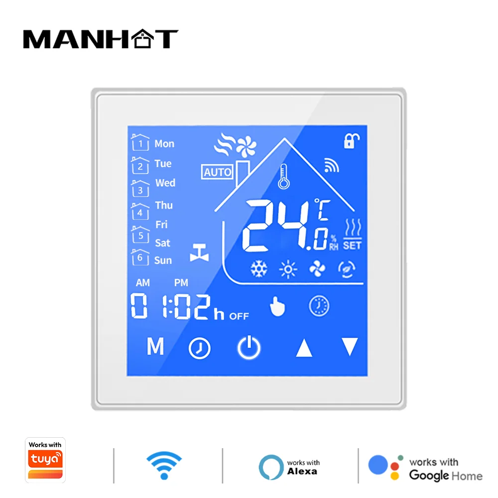 Termostato Inteligente WiFi Tuya para Calefacción de Agua/Gas, Termostato Eléctrico para Suelo Radiante, Controlador de Temperatura Ambiente, Compatible con Alexa y Google Home