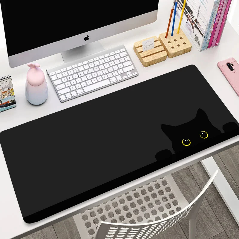 Kawaii Black Kitten Mouse Pad Large Cute Game Keyboard Mat XxL Computers Accessories Table Pads Girl Home Bedrooms Carpet Mats