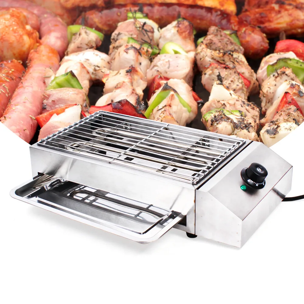 

Portable Commercial Electric BBQ Grill Smokeless Barbecue Cooking Grill 1800W