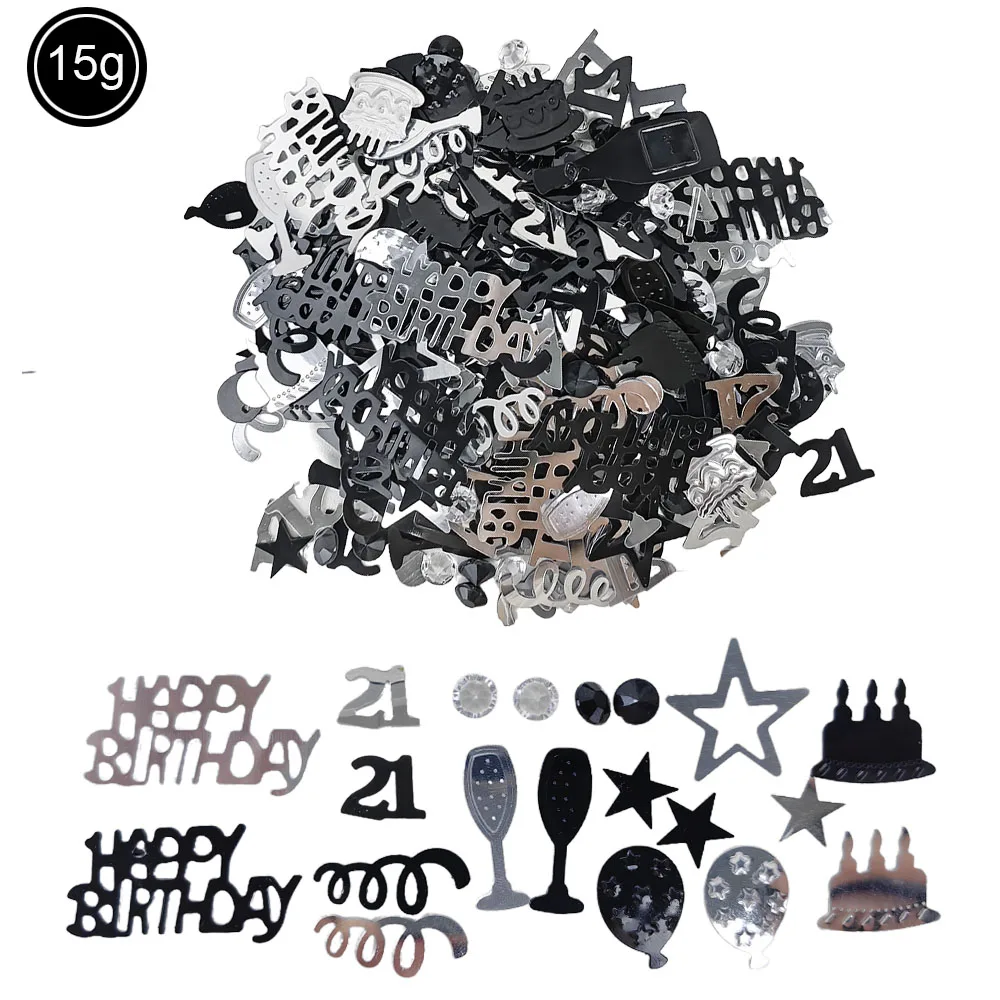 Schwarz-Silber-Konfetti, 30/40/50/60, alles Gute zum Geburtstag, Dekoration, Metallfolie, Konfetti-Streuer, Schwarz-Silber, Party-Tischdekoration für Männer – Detail 3