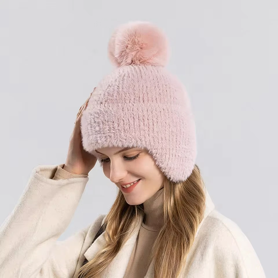 Women'S Fashionable Hats And Versatile Dome Ear Knitted Hat To Keep Out The Cold Girl Hat Ear Hat