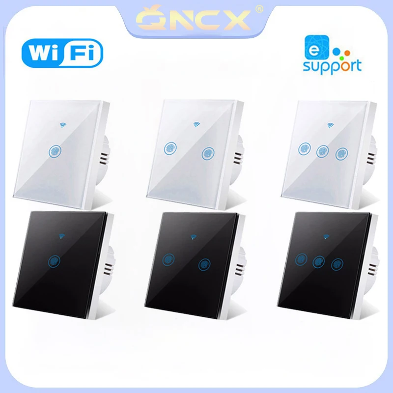 

QNCX EU WiFi Smart Switch Touch Sensor Switch Support Alexa Google Voice Control Need Neutral Wire Required Wall Light Switch