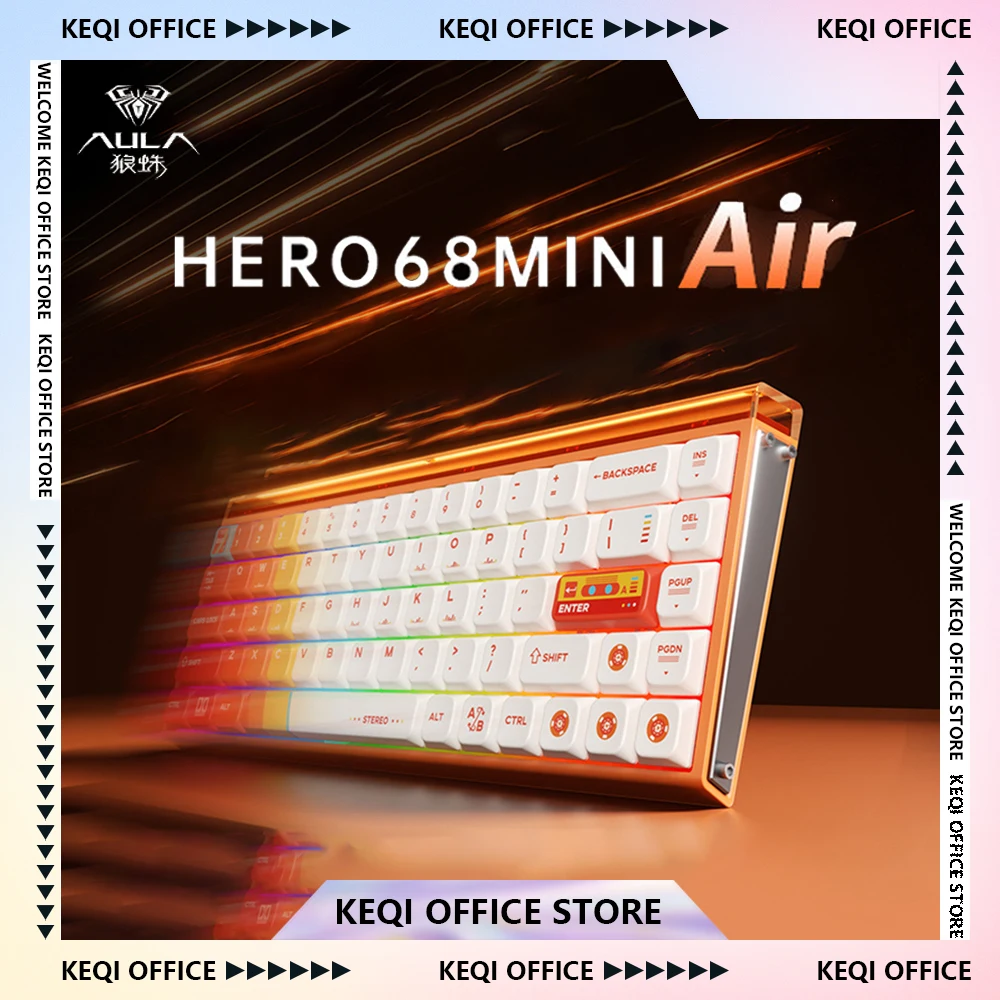 AULA HERO68MINI Air Low-profile Magnetic Switch Keyboard Lightbox Design 3-Mode Wireless Dual 8k Low Latency Game Keyboard Gifts