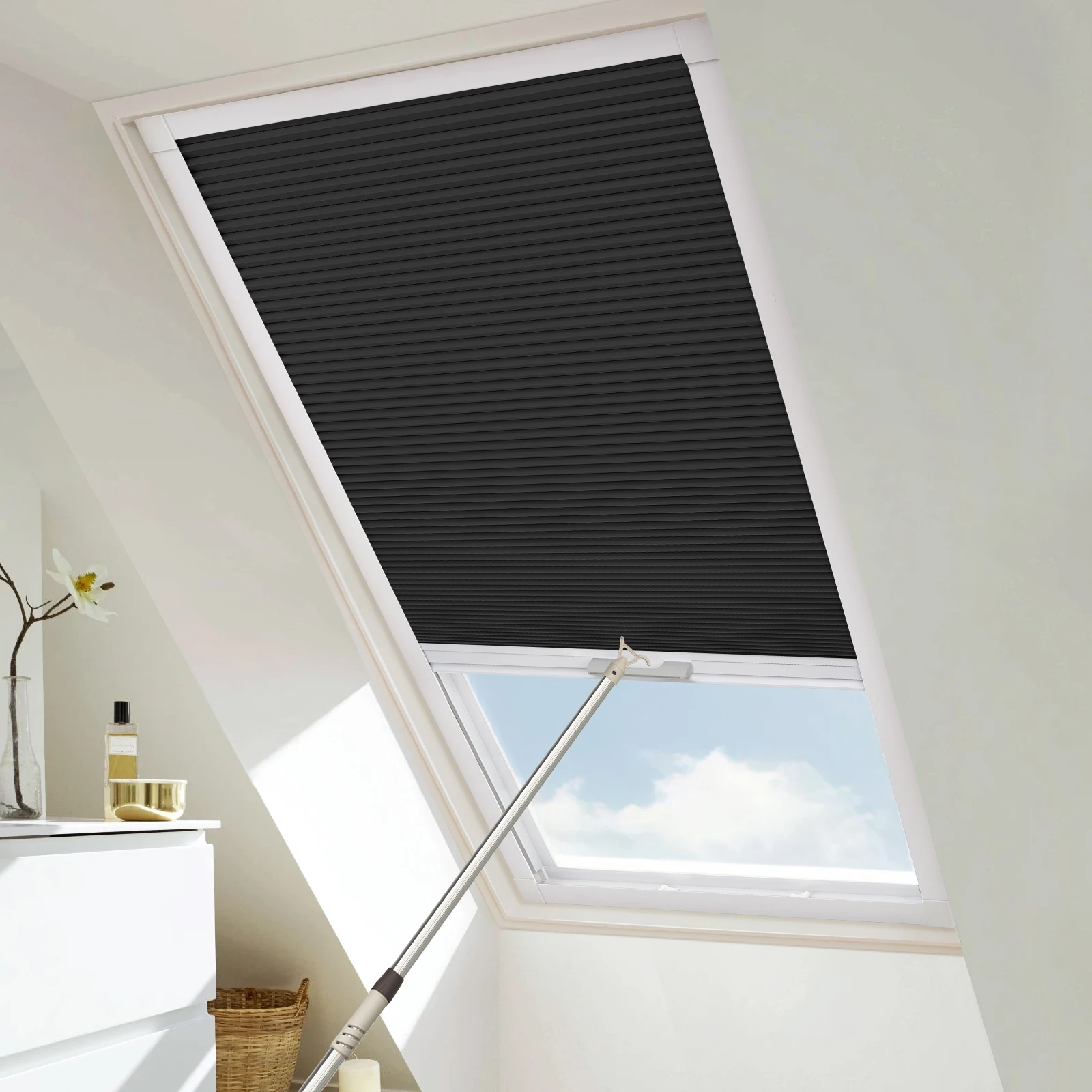 Moonice Skylight Window Blinds Blackout Honeycomb Roof Blinds Cordless Cellular Shades for Ceiling Easy Fit Custom Bedroom Blind